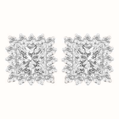Perfection Crystals Princess Cut Stud Earrings With Surround (2.30ct) E3923-SK