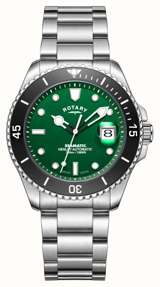 Rotary Henley Seamatic Automatic Green Dial Black Bezel-EX-DISPLAY