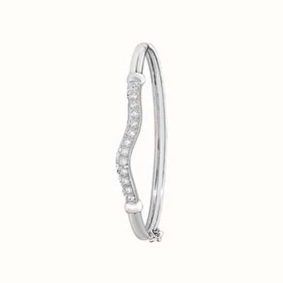 James Moore TH Silver Wave Cubic Zirconia Hinged Baby Bangle G4210CZ
