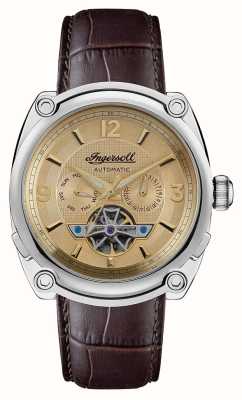 Ingersoll THE MICHIGAN Automatic (45mm) Gold Dial / Brown Leather Strap I01108
