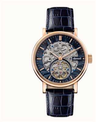 Ingersoll The Charles | Automatic | Black Skeleton Dial | Blue Leather Strap I05808