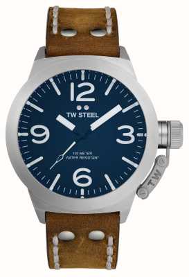 TW Steel Men's Canteen | Blue Dial | Brown Leather Strap CS102