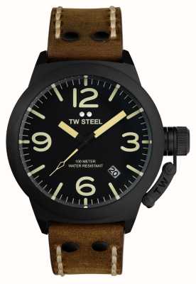 TW Steel Men's Canteen | Black Dial | Brown Leather Strap CS103