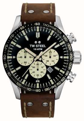 TW Steel Men's Volante | Black Chronograph Dial | Brown Leather Strap VS120