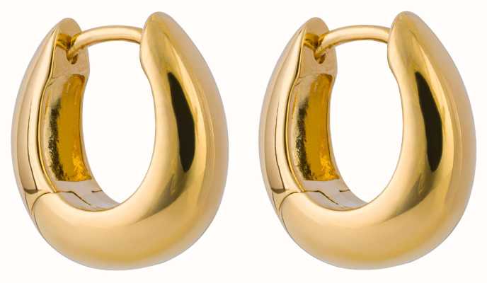 Elements Silver Gold Plated Sterling Silver Rounded Hoop Earrings E6241