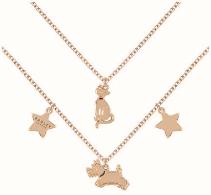 Radley Jewellery Double Layer Necklace | Rose Gold Tone | Cat and Dog Pendants RYJ2364S
