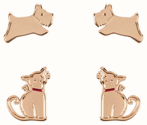 Radley Jewellery Cat and Dog Stud Earrings | Rose Gold Tone RYJ1280S