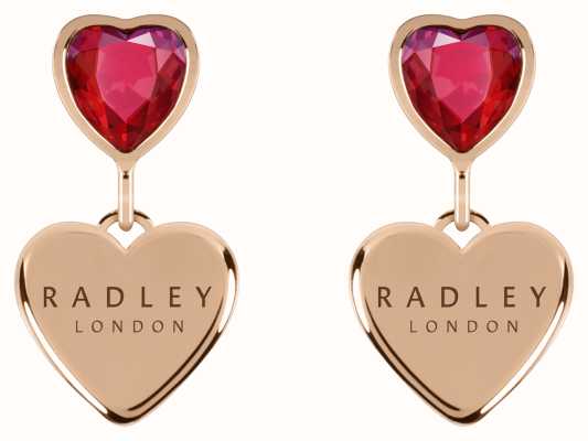 Radley Jewellery Esher Street | Heart Drop Earrings | Rose Gold Tone | Red Stone RYJ1286S