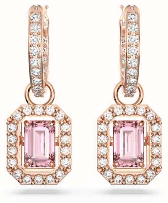 Swarovski Millenia Drop Earrings | Rose Gold-Tone Plated | Pink Octagon Crystals 5649474