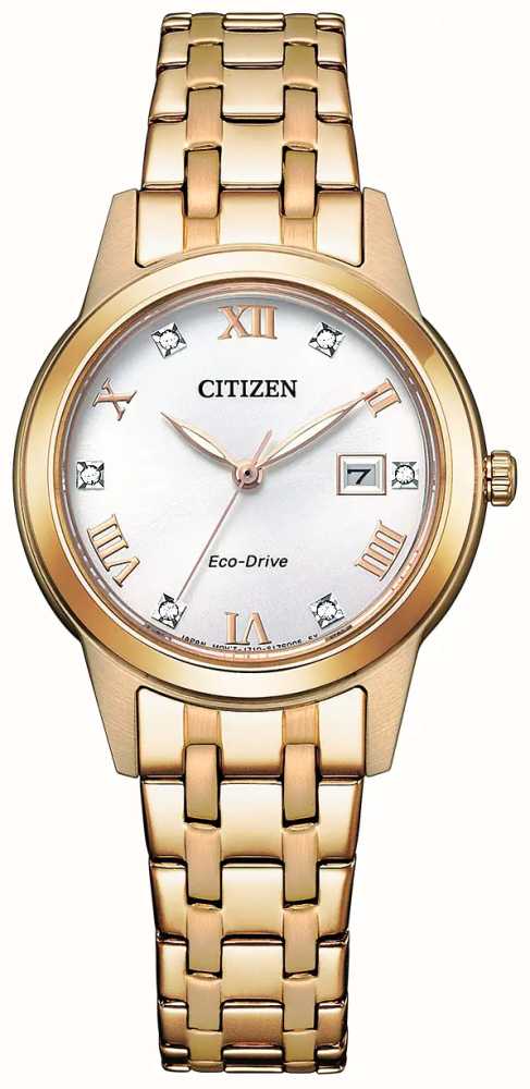 Citizen Women's Silhouette Crystal | Eco-Drive | White Dial | Gold-Tone  FE1243-83A - First Class Watches™ SGP
