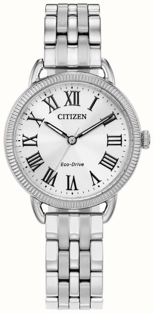 Citizen Women's Classic Eco-Drive White Dial Stainless Steel Bracelet  EM1050-56A - First Class Watches™ SGP