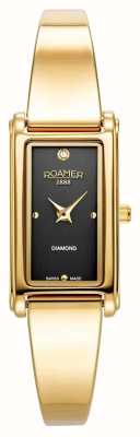 Roamer Women's Elegance Black Dial / Gold-Tone Stainless Steel Bangle Bracelet 866845 48 55 20