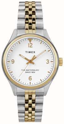 Timex Women's Waterbury White Dial / Two-Tone Stainless Steel Bracelet TW2R69500