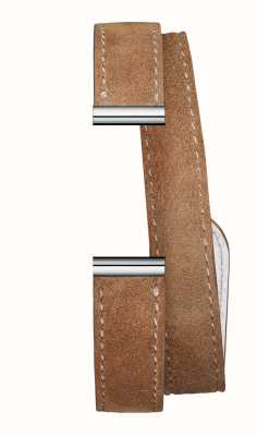 Herbelin Antarès Interchangeable Watch Strap - Double Wrap Brown Suede Leather / Stainless Steel - Strap Only BRAC17048A187