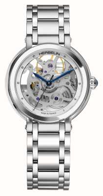 Herbelin Galet Automatic (33.5mm) Skeleton Dial / Stainless Steel 1630BSQ12
