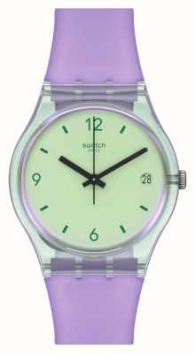 Swatch Mystic Sunrise Green Dial / Purple BioSourced Material Strap SO28G401