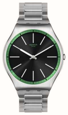 Swatch Green Graphite Black Dial / Stainless Steel Bracelet SS07S128G