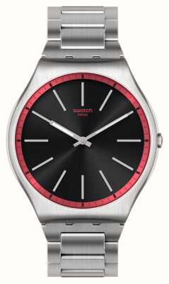 Swatch Red Graphite Black Dial / Stainless Steel Bracelet SS07S129G