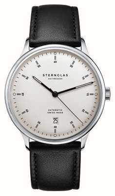 STERNGLAS Kanton 2.0 Automatic (39mm) White Dial / Black Leather Strap S02-KF10-MO01