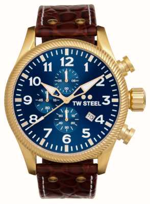 TW Steel Volante (48mm) Blue Chronograph Dial / Brown Leather Strap VS114