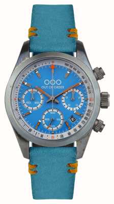 Out Of Order Azure Sporty Chronografo (40mm) Blue Dial / Blue Leather Strap OOO.001-23.AZ.AZ