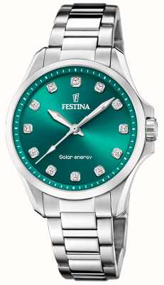 Festina Women's Solar Energy (34mm) Green Dial / Stainless Steel Bracelet F20654/3