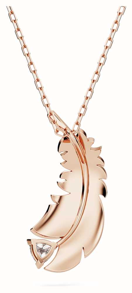 Swarovski Nice Feather Pendant Necklace Rose Gold-Tone Plated