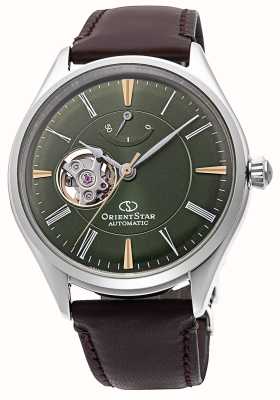 Orient Star Classic Semi-Skeleton Mechanical (40mm) Green Dial / Brown Leather RE-AT0202E00B