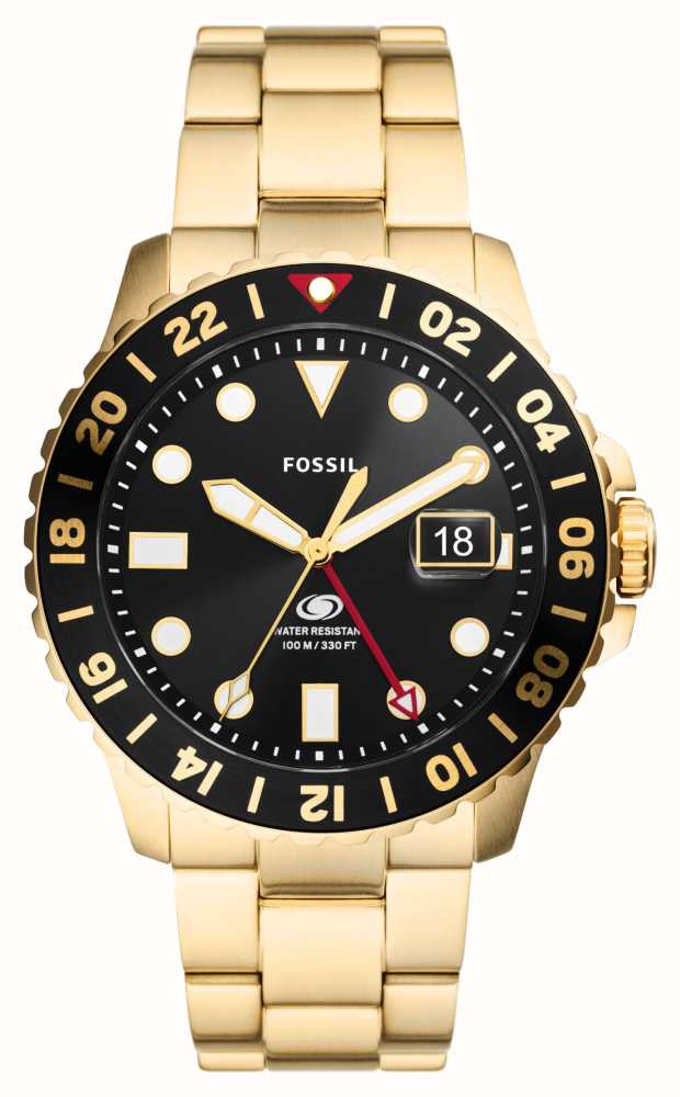 Gold and black fossil watch sale