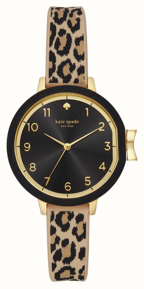 Kate Spade Park Row 34mm Black Dial Leopard Print Silicone