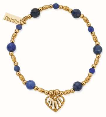 ChloBo Sterling Silver Gold Plated And Blue Beads Heart Of Dreams Sodalite Bracelet GBSBC3345