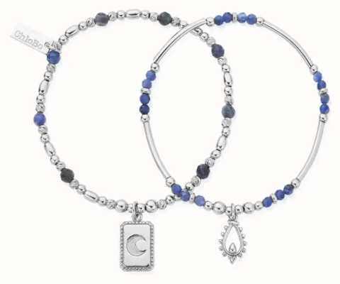 ChloBo Sterling Silver Noodle And Blue Beads Reflect Sodalite Set Of 2 Bracelets SBSET33663368