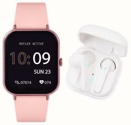 Reflex Active Series 17 Multi-Function Smartwatch + Wireless Earbud Set (39mm) Digital Dial / Pink Silicone RA17-2162-TWS