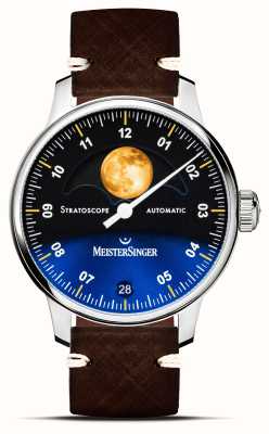 MeisterSinger Stratoscope (43mm) Blue Dial / Brown Leather Strap ST982G - SVSL02