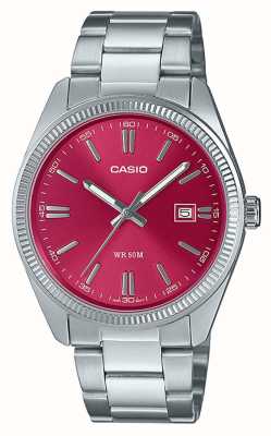 Casio MTP Series Analogue Quartz (38.5mm) Cherry Red Sunray Dial / Stainless Steel Bracelet MTP-1302PD-4AVEF