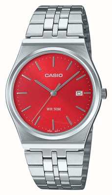 Casio MTP Series Analogue Quartz (35mm) Cherry Red Sunray Dial / Stainless Steel Bracelet MTP-B145D-4A2VEF