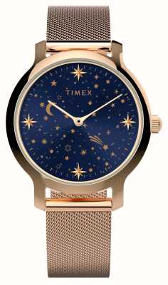 Timex Women's Celestial Transcend (31mm) Blue Dial / Rose Gold-Tone Steel Mesh Bracelet TW2W21400