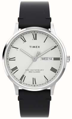 Timex Men's Waterbury Classic (40mm) White Dial / Black Leather Strap TW2W15000