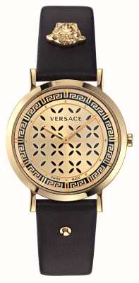 Versace NEW GENERATION (35mm) Gold Dial / Black Leather VE3M01023