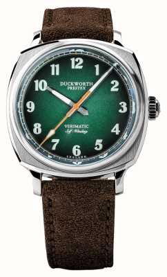 Duckworth Prestex Verimatic (39mm) Green Fumé Dial / Brown Suede Leather D891-04-F