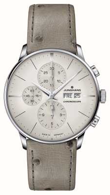 Junghans Meister Chronoscope (40.7mm) Light Grey Dial / Grey Ostrich Leather Strap 27/4223.03