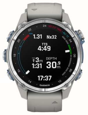 Garmin Descent Mk3 Dive Computer & Smartwatch (43mm) Stainless Steel with Fog Grey Silicone Band 010-02753-04