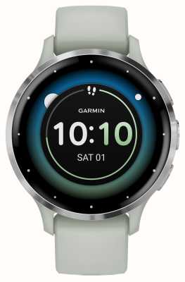 Garmin Venu 3S Silver Stainless Steel Bezel With Sage Grey Case And Silicone Band 010-02785-01