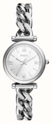 Fossil Women's Carlie (28mm) Silver Dial / Stainless Steel Chain-Style Bracelet ES5331