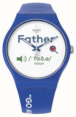 Swatch All About Dad (41mm) White Dial / Blue Silicone Strap SO29Z704