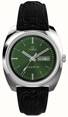 Timex Q Timex 1978 Day-Date (37mm) Green Sunray Dial / Black Leather Strap TW2W44700