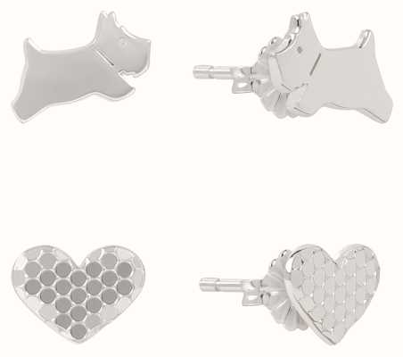 Radley Jewellery Dog and Hearts Sterling Silver Earrings Set of Two Pairs RYJ1433