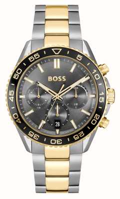 BOSS Men's Runner (43mm) Black Chronograph Dial / Two-Tone Stainless Steel Bracelet 1514144