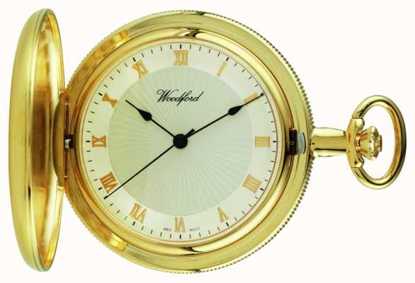 Woodford Gold-Plate Full hunter White Dial pocket Watch 1053