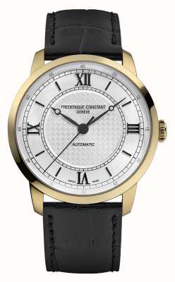 Frederique Constant Première Automatic (38.5mm) Silver Embossed Sunray Dial / Black Calf Leather Strap FC-301S3B5